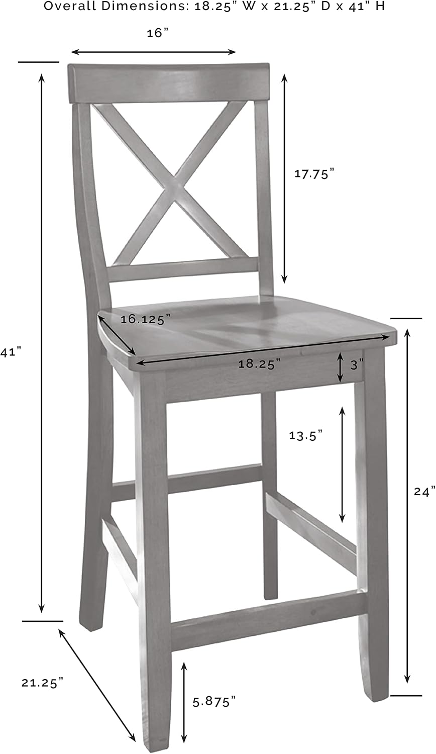 Crosley Furniture X-Back Wood Bar Stools Set of 2, Black, 30-inch