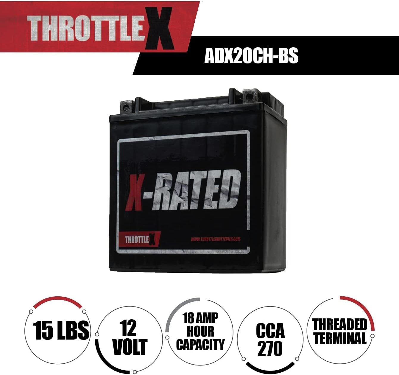 ADX20CH-BS - AGM Replacement Power Sport Battery