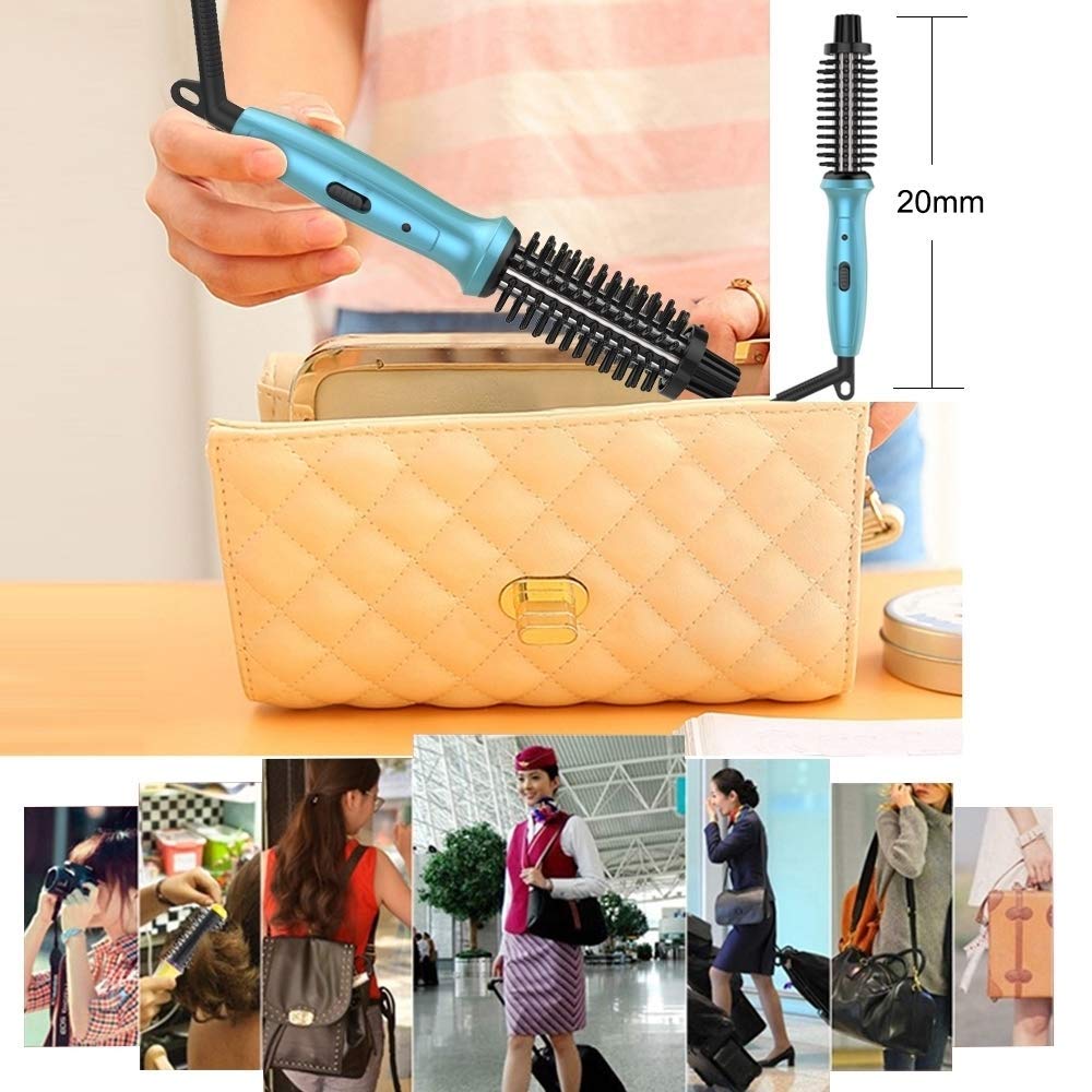 Mini Curling Iron Brush Phoebe 3/4" Hot Curler Brush Anti-Scald Bristles