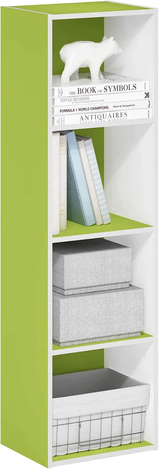 Furinno LUDER Book Shelf, 5-Cube Bookshelf, Reversible Bookcase, 9.4 x 19.5 x 31.5, Easy Assembly, for Living Room, Bedroom, Home Office, White