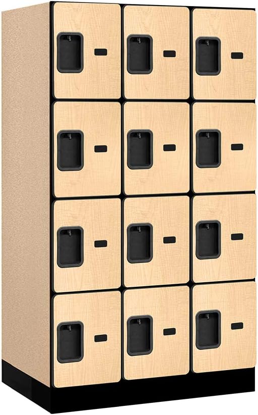 Salsbury Industries Four Tier Designer Wood Locker, Mahogany, 6' 3" x 18"