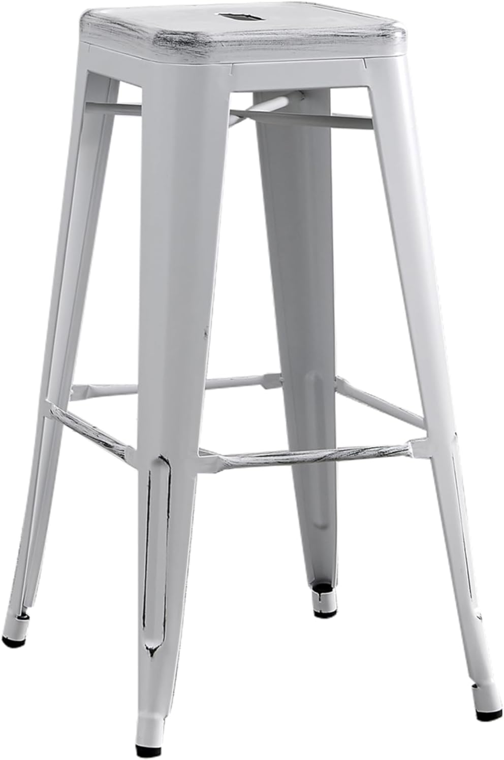 AC Pacific 30” Metal Barstool Set of 2 – Country Rustic Style with Low Back, Lightweight & Sturdy Build, Easy Assembly – Matte Black