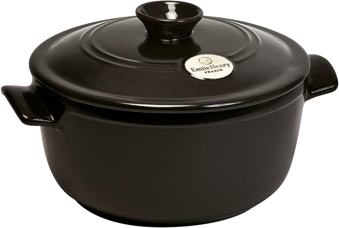 Emile Henry Flame Round Stewpot Dutch Oven, 5.5 Quart, Burgundy
