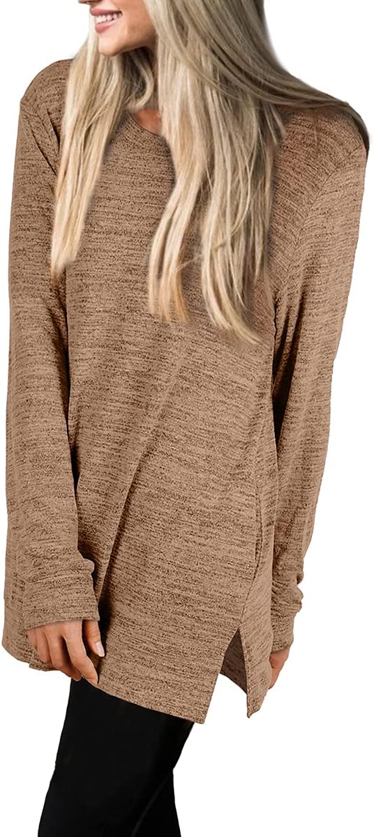 XIEERDUO Womens Casual Sweatshirts Long Sleeve Shirts Oversized With Pocket Tunic Tops S-3XL