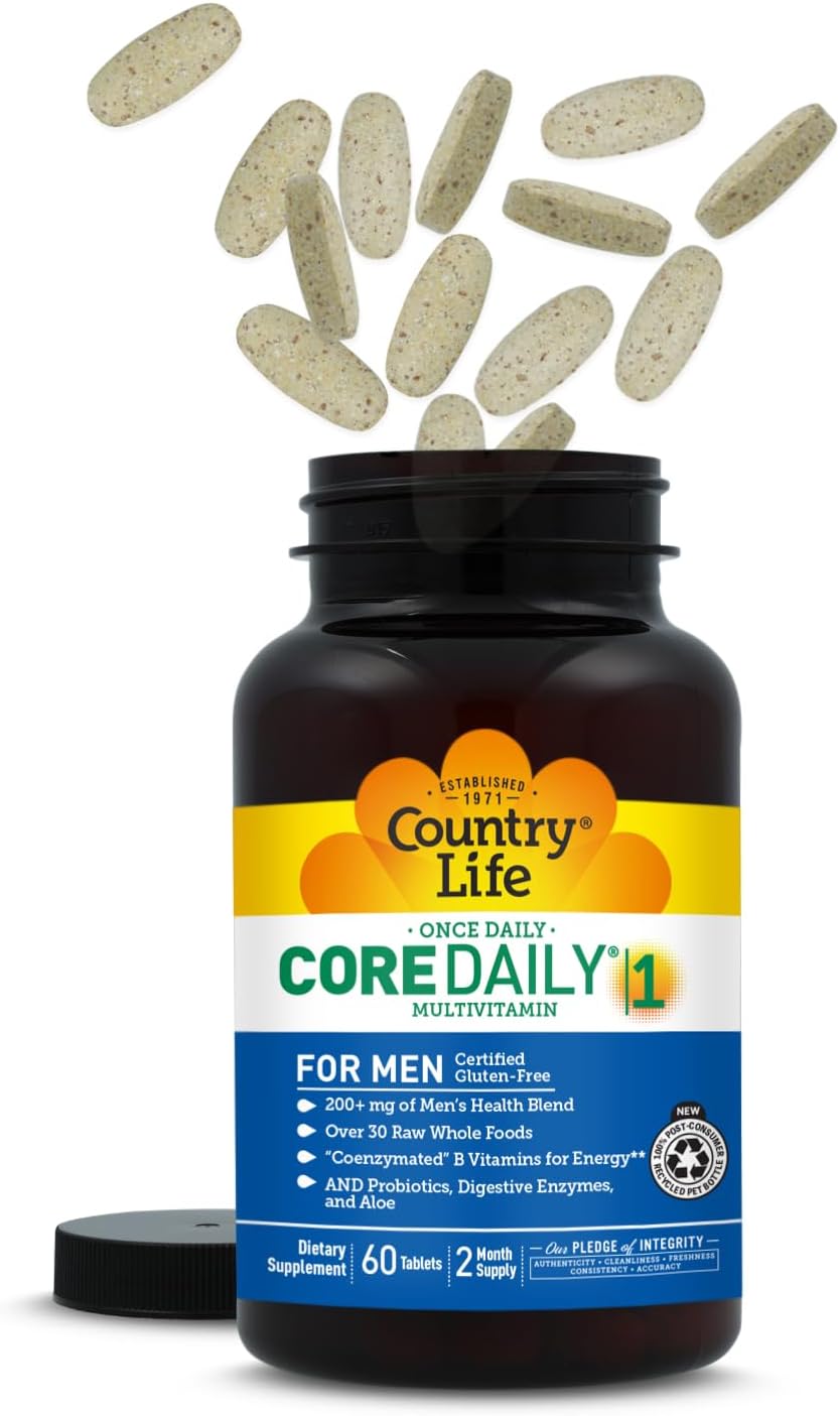 Country Life Core Daily-1 Multivitamin for Men with Probiotics, 60 Tablets | Supports energy metabolism