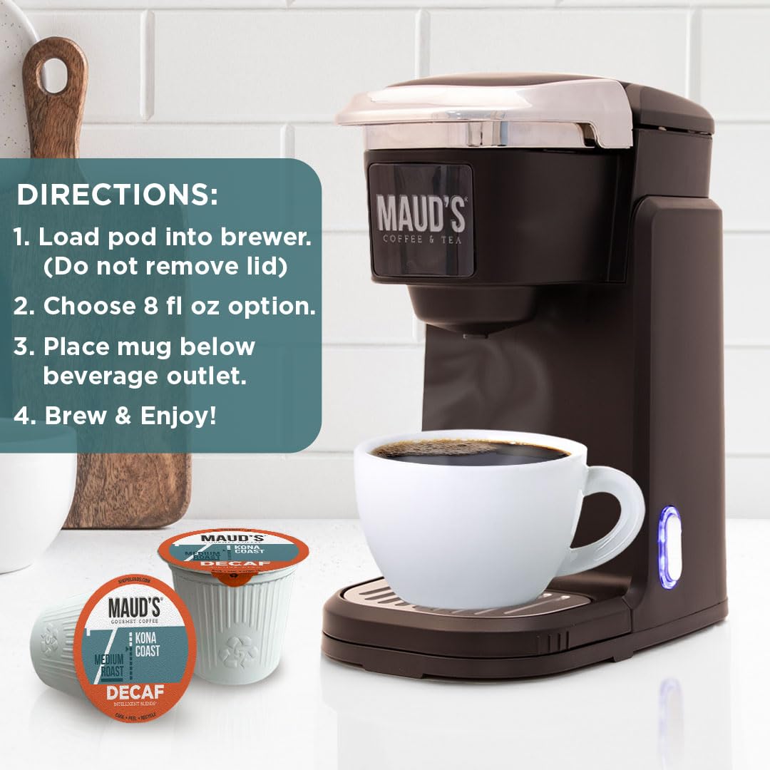 Maud’s Decaf Dark Roast Coffee Pods, 100ct | Decaffeinated Coffee in Single Serve Pods – Compatible with Keurig Coffee Makers