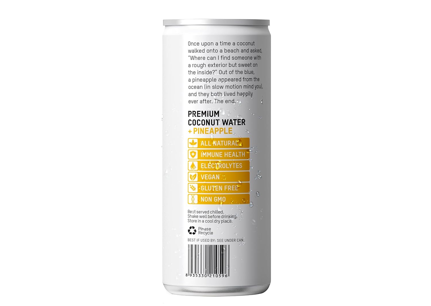 Once Upon a Coconut Premium Coconut Water - Low Calorie All-Natural Drink with Electrolytes - Non-GMO - Gluten-Free - 10.8 Fl Oz (Pack of 12)
