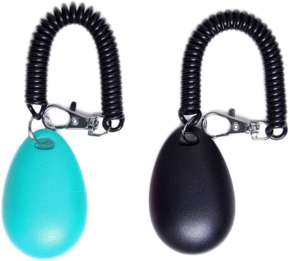 Dog Training Clicker with Wrist Strap Durable Lightweight Easy to Use-2 Pack(Black+New Blue)