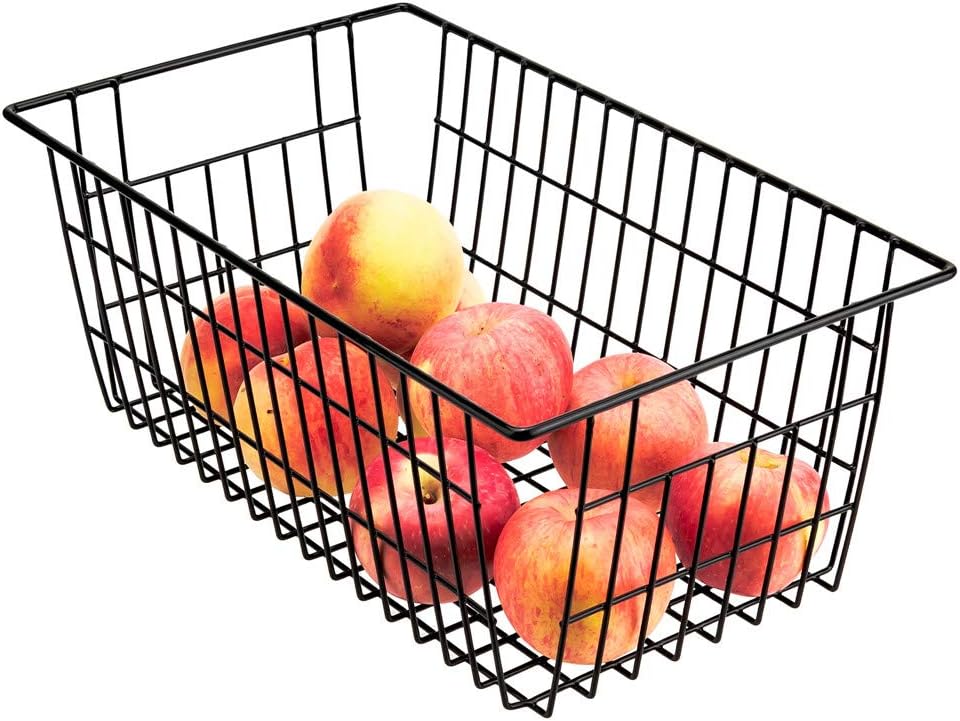 SANNO 15.7" Freezer Baskets Wire Storage Baskets Bin Organizer Food, Kitchen, Basket Organizers Bins for Home, Bathroom, Closet Organization, white