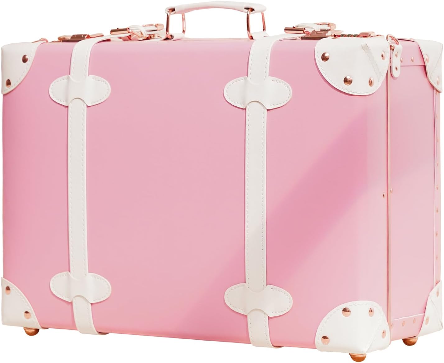 urecity Vintage and Cute Carry-on Overnight Case Non-wheeled Mini Leather Trunk Suitcase with Shoulder Strap