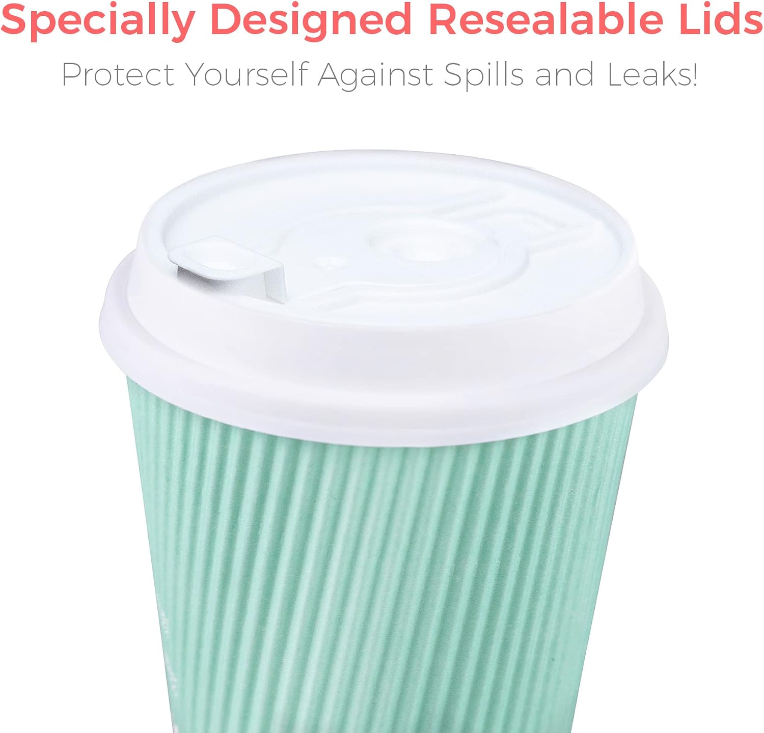Disposable Coffee Cups With Lids - (80 set) 12 oz Paper To Go Coffee Cups With Resealable Lids Prevent Leaks! Travel Insulated Hot Beverage Drink Cup. Will Not Bend With Heat or Burn Fingers