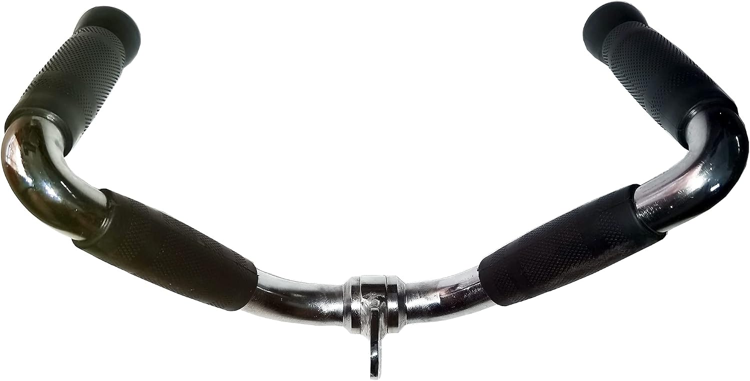 Revolving Lat Pulldown Bar for Cable Machine, Straight Bar with Rubber Grip - Tricep Press Down, Curl & Back Exercise Attachment for Home Gym