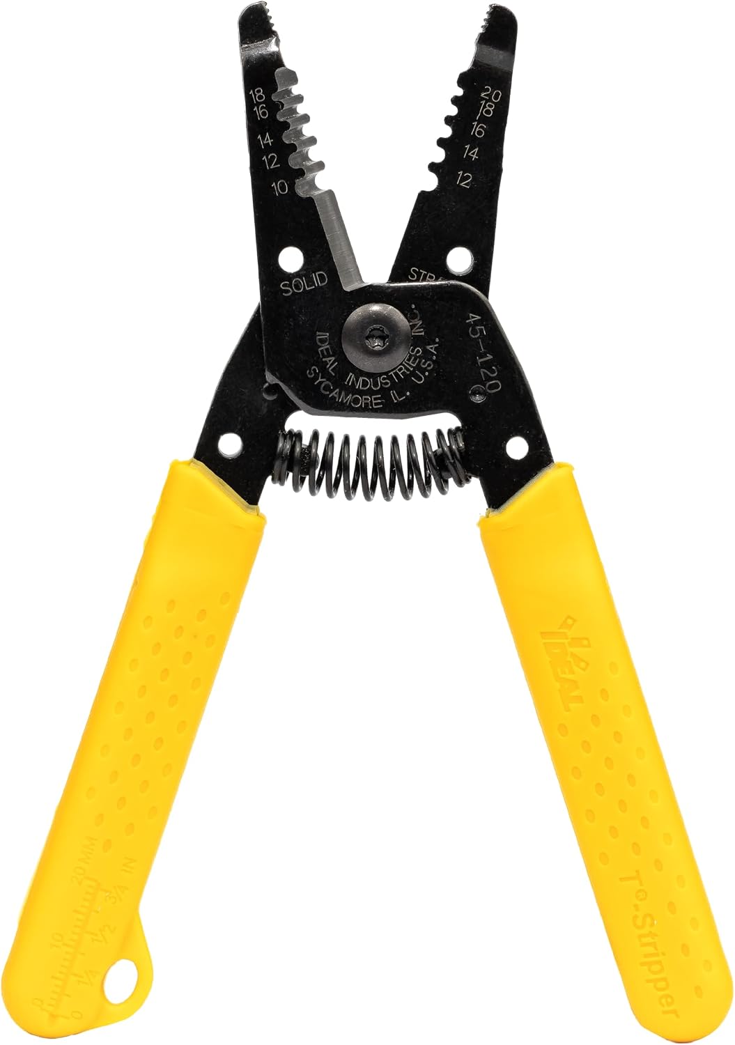IDEAL Electrical Reflex Super T-Stripper Wire Strippers, 8–16 AWG Solid, 10–18 AWG Stranded, Ergonomic Wire Cutter and Stripping Tool with Textured Sleeves, Locking Handle