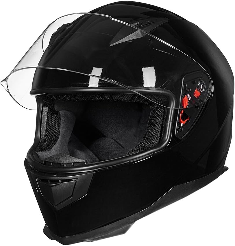 ILM Full Face Motorcycle Street Bike Helmet with Removable Winter Neck Scarf + 2 Visors DOT Model ILM-313