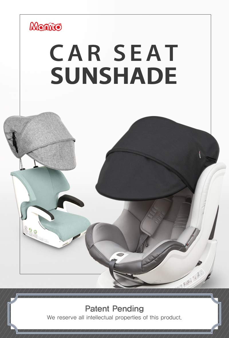 Manito Sun Shade Extender/Auxiliary Canopy for Car Seat (Black Grey)