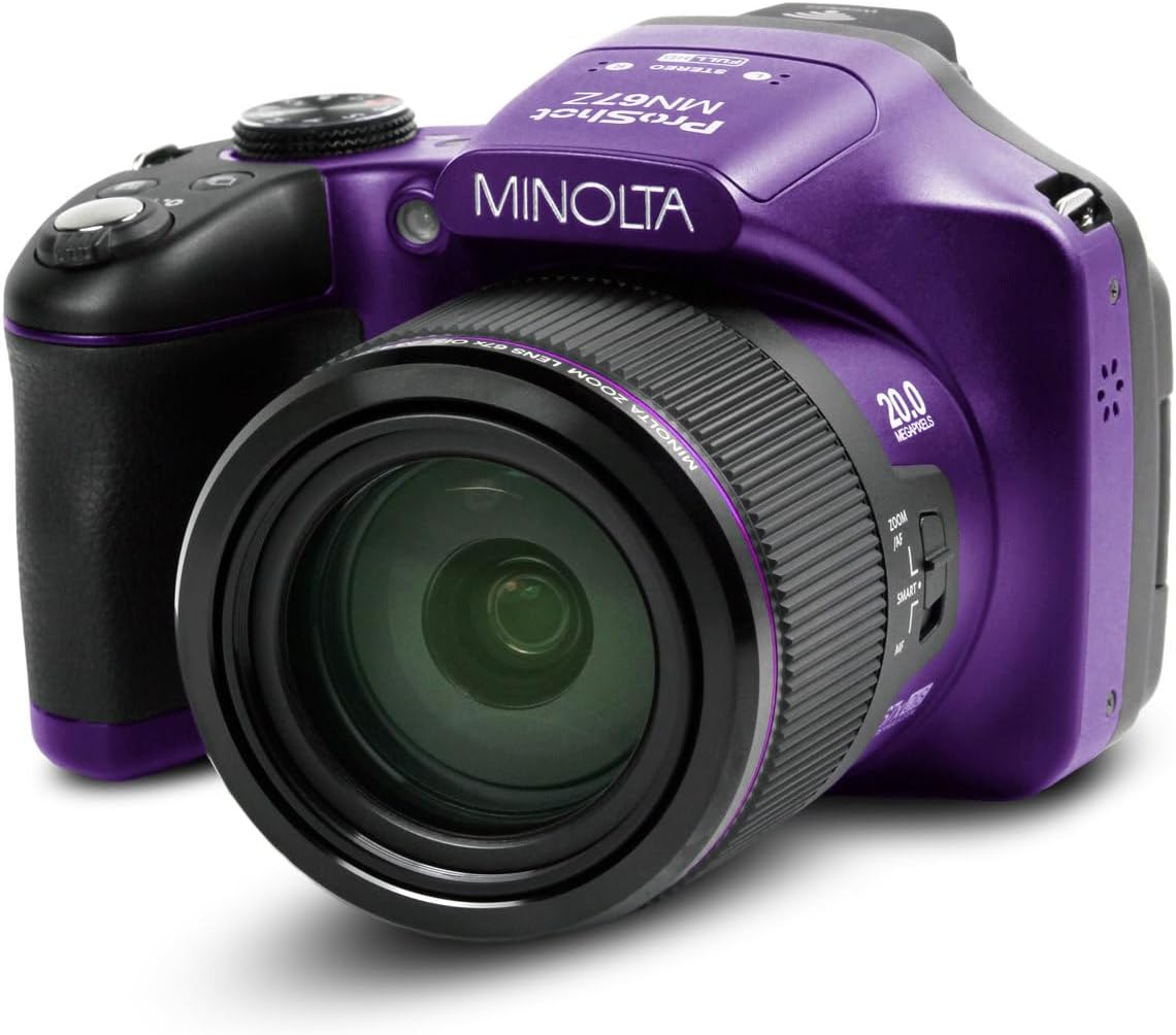 Minolta MN67Z Pro Shot 20MP Camera, 67X Zoom, 1080p HD Video (Red)