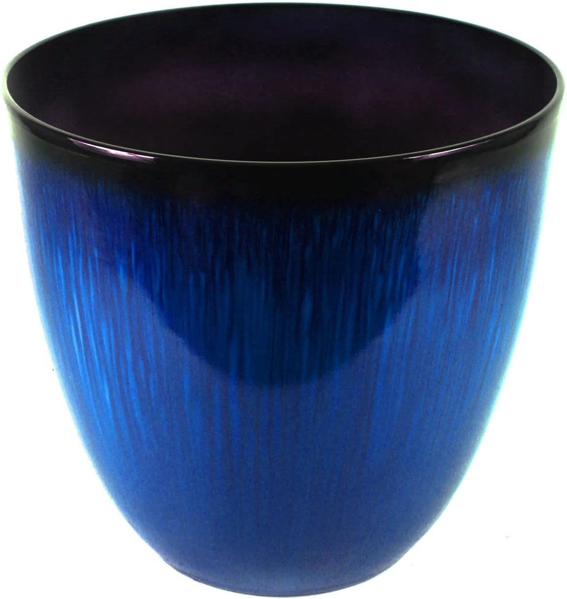 (EPR15-204) Large Egg Shaped Planter - Modern Indoor & Outdoor Decorative Flower Pot/Box (15 Inch, Blue Flower)