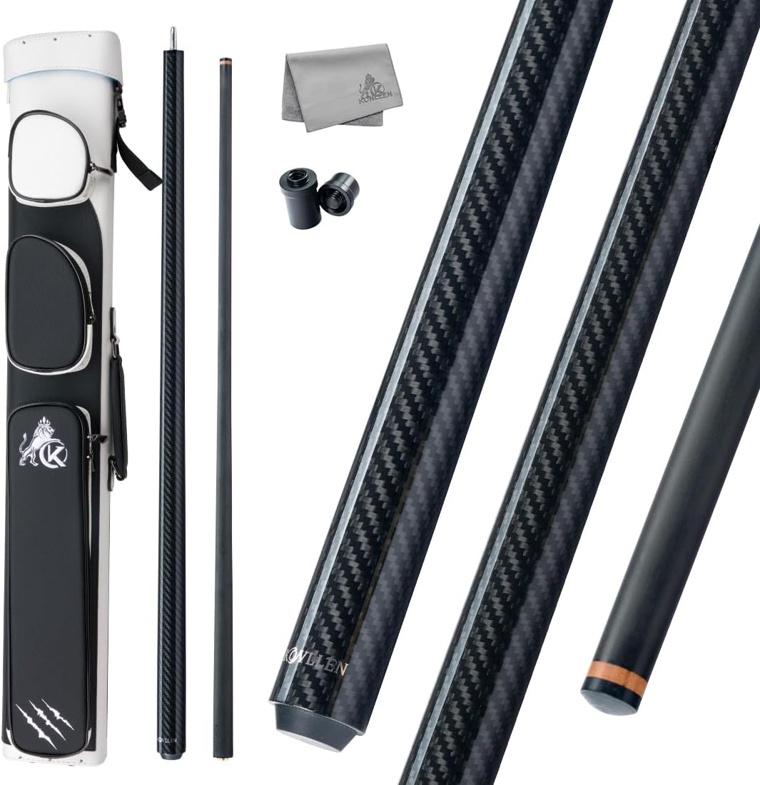 KONLLEN Carbon Fiber Break Cue, 58-Inch Pool Stick, 13mm Tip | Carbon shaft, 2-piece design, firm tip setup, built for dedicated break shots