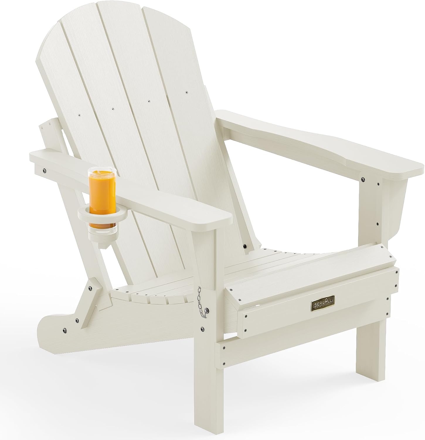 SERWALL Folding Adirondack Chairs with Cup Holder, Outdoor Fire Pit - Blue