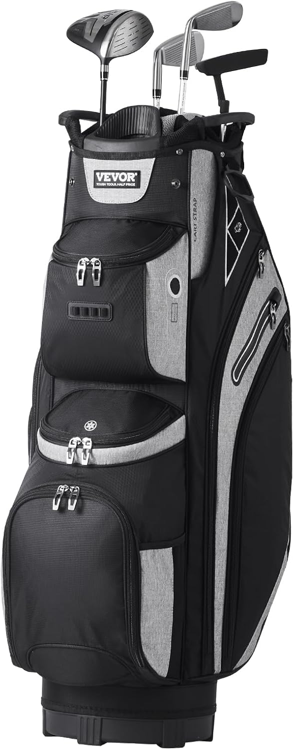 VEVOR Golf Cart Bag with 14 Way Organizer Divider Top, Premium Cart Bag with Stand, Durable Golf Bags with Handles & Dust Cover & Detachable Dual Strap for Men & Women