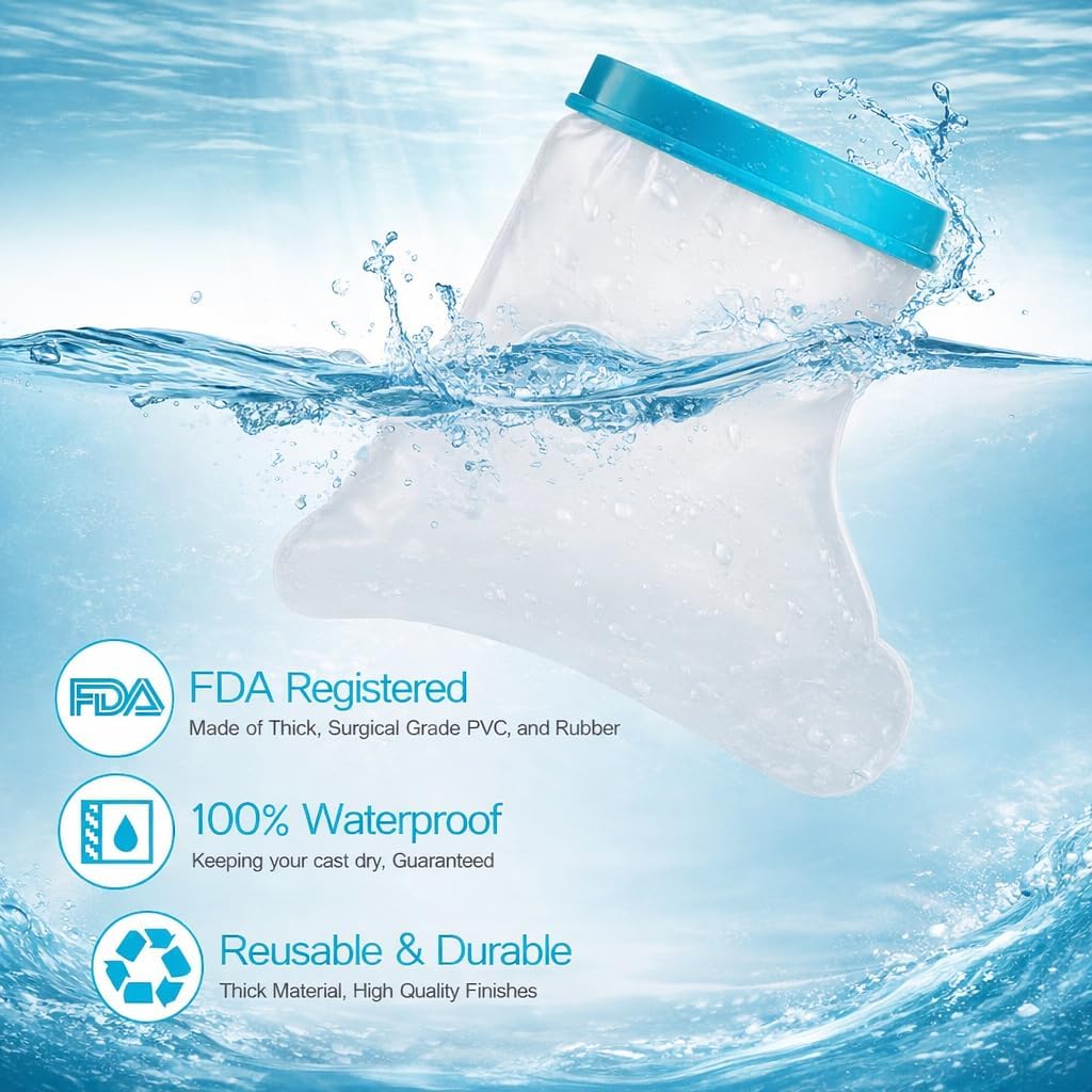 Waterproof Foot Cast Cover for Shower Adult, Patented Ankle Wound Protector Watertight Seal