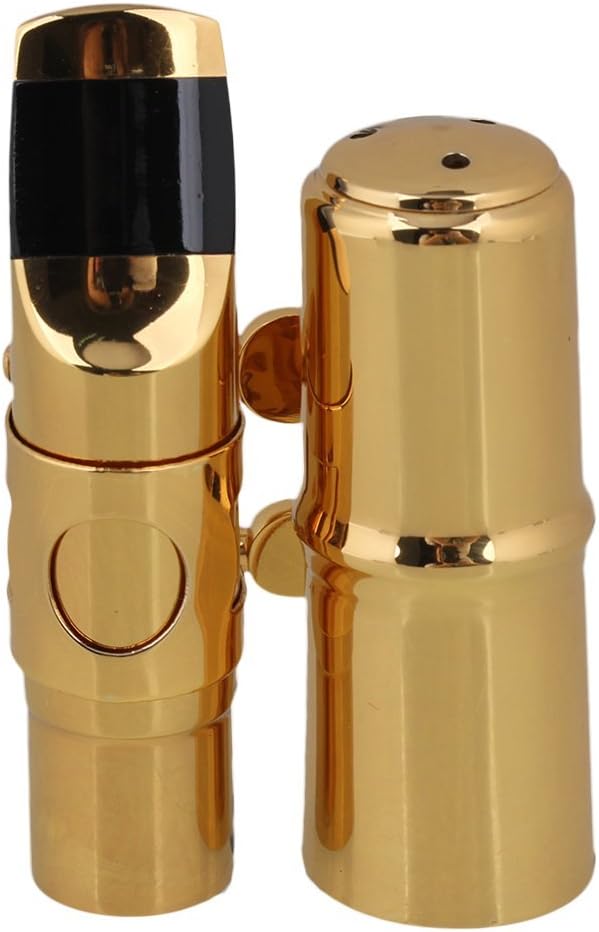 Yibuy #6 Golden Brass B-flat Soprano Saxophone Mouthpiece with Ligature Reed