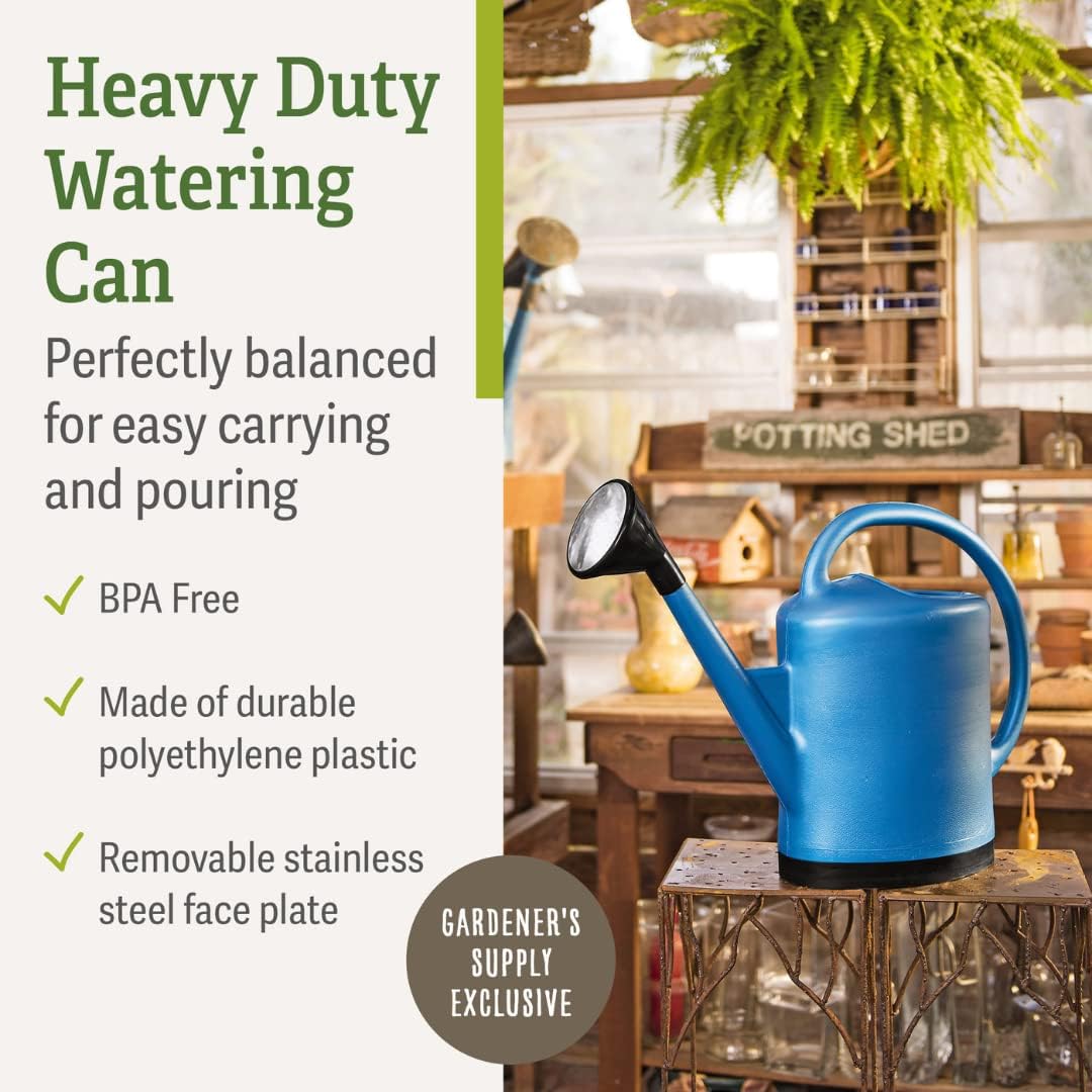Gardener's Supply Company French Blue Watering Can, 3 Gallon, Blue | Indoor Outdoor, Water Container for Plants and Garden