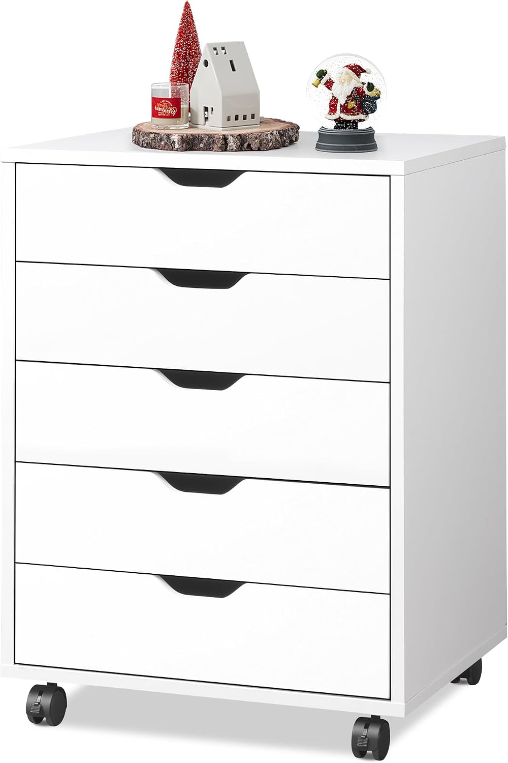 DEVAISE 7-Drawer Office File Cabinets, Mobile Craft Storage Cabinet, White | Wood Drawer Unit, Storage Cabinet, Rolling Cart, Printer Stand, Filing Cabinet with Drawers