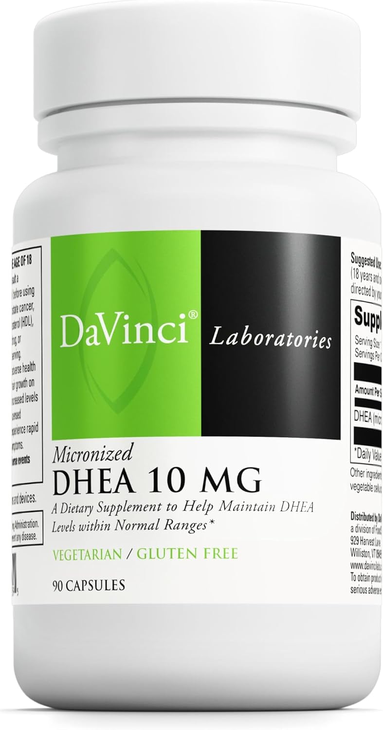 DAVINCI Labs Micronized DHEA 10mg - Helps to Support Healthy Aging, Hormone Balance, Brain Health, Thyroid Function & More - Vegetarian, Gluten-Free - 90 Capsules