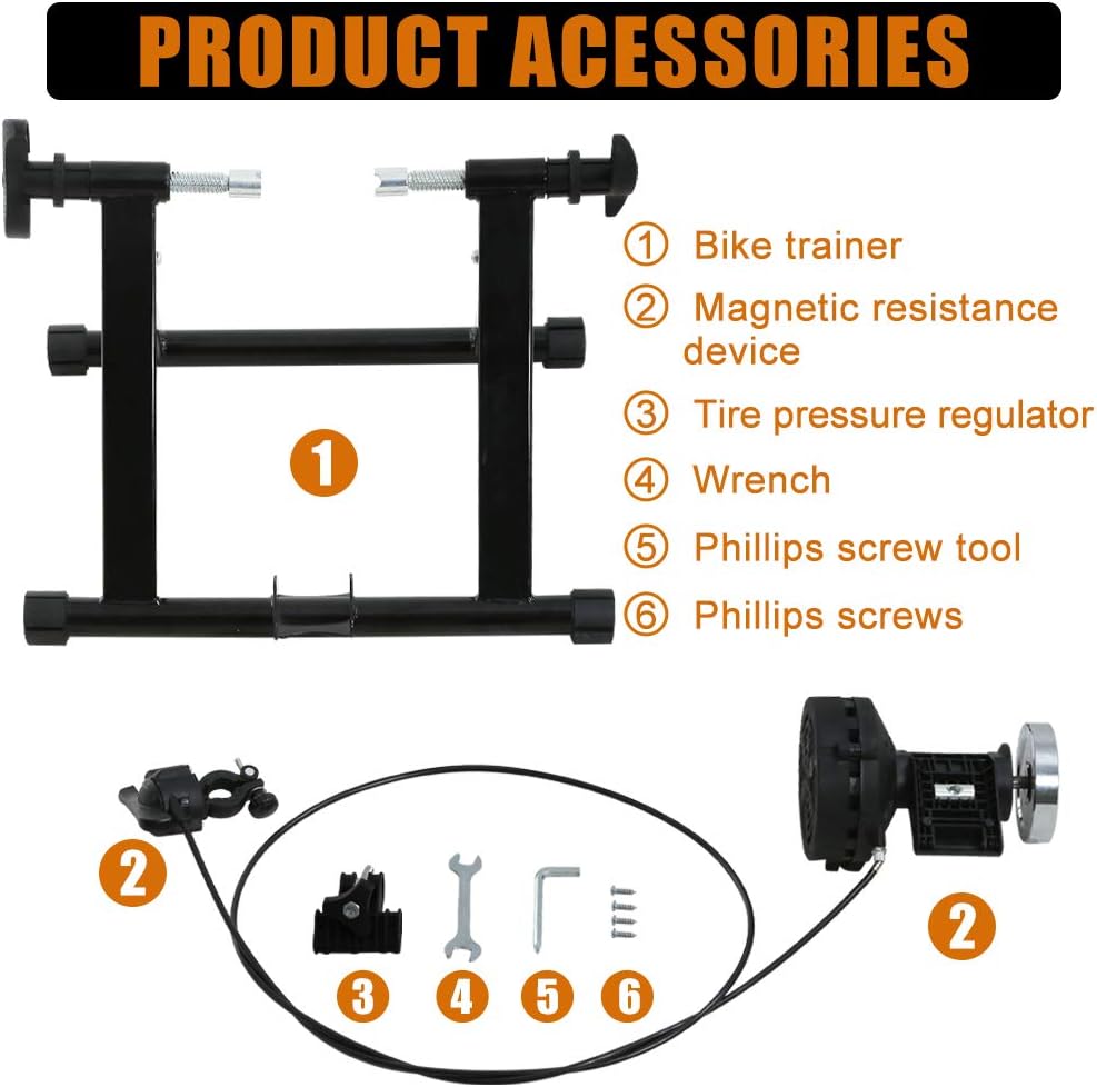 Bike Trainer Stand for Indoor Riding, Bicycle Exercise Training Stand with Magnetic Flywheel, Noise Reduction