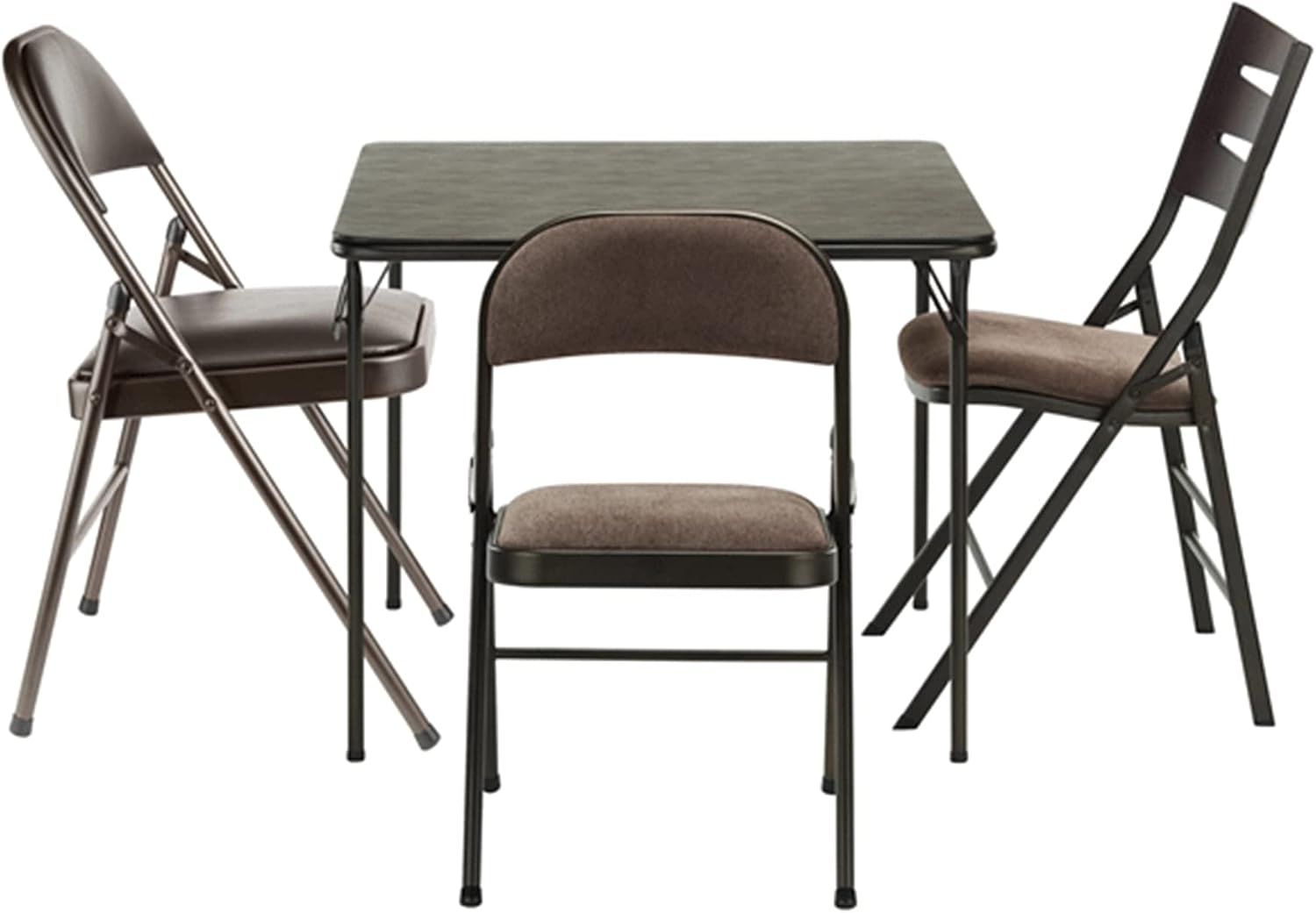 Sudden Comfort 34 by 34 Inch Portable EZ Slide Leg Lock Square Metal Padded Vinyl Top Folding Dining Card Table in Buff Tan