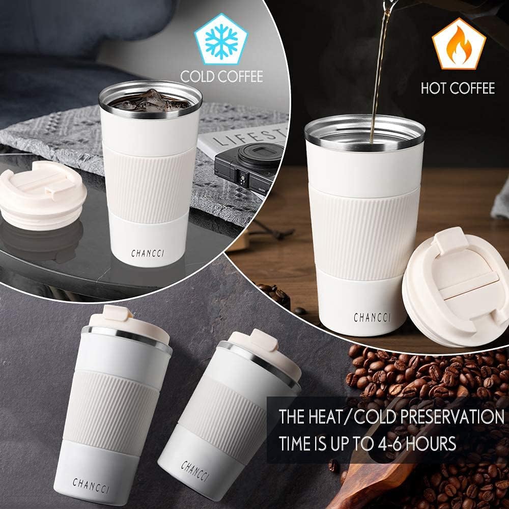 16oz Travel Coffee Mug Spill Proof, Insulated Coffee Mug with Lid, Leakproof Coffee Tumbler, Stainless Steel Vacuum Coffee Cup for Hot/Cold Drinks