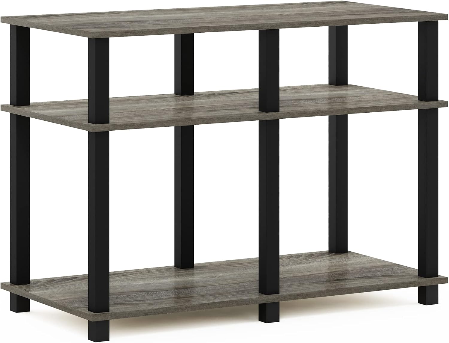Furinno Turn-S-Tube No Tools 3-Tier Entertainment TV Stands, Dark Cherry and Black
