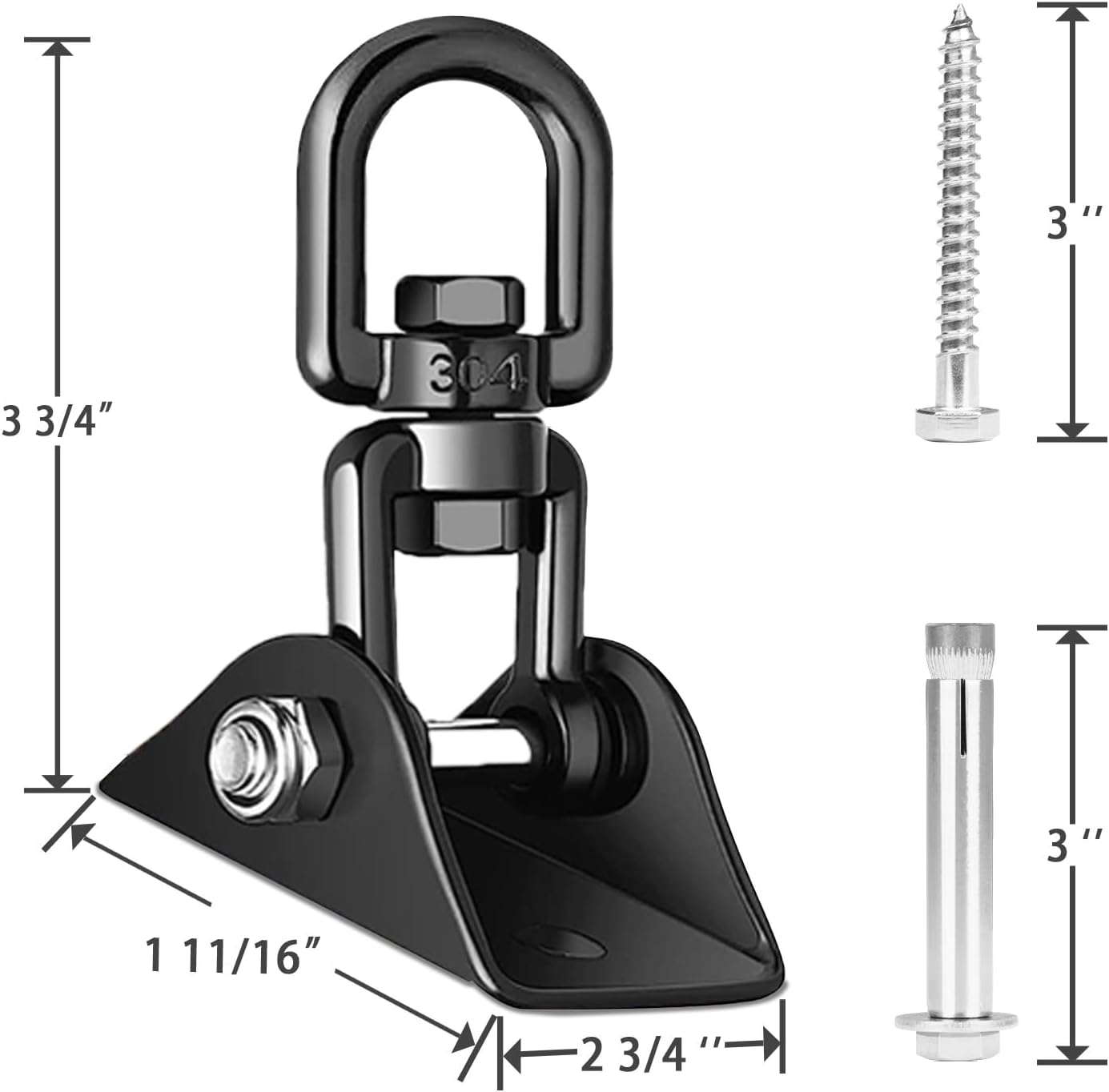 Heavy Duty Swing Hangers for Wooden Sets 2000 LB Capacity Hammock Hanger 360 Swivel Stainless Steel Swing Hardware Accessories 2 Packs for Porch