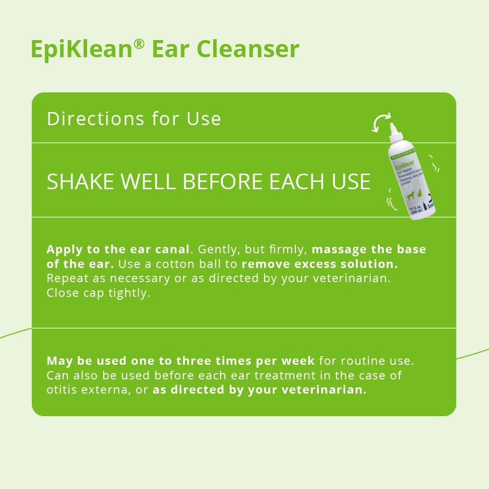 EpiKlean® Ear Cleanser for Dogs and Cats, 12 Fl Oz | Cleansing, Drying, General Purpose; Packaging May Vary