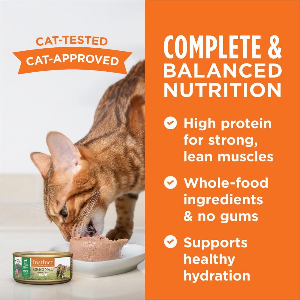 Instinct Original Grain Free Real Rabbit Recipe Natural Wet Canned Cat Food, 3 oz. Cans (Case of 24) | Rich & creamy pate texture, high protein, real rabbit, whole-food ingredients, grain-free, hydration support