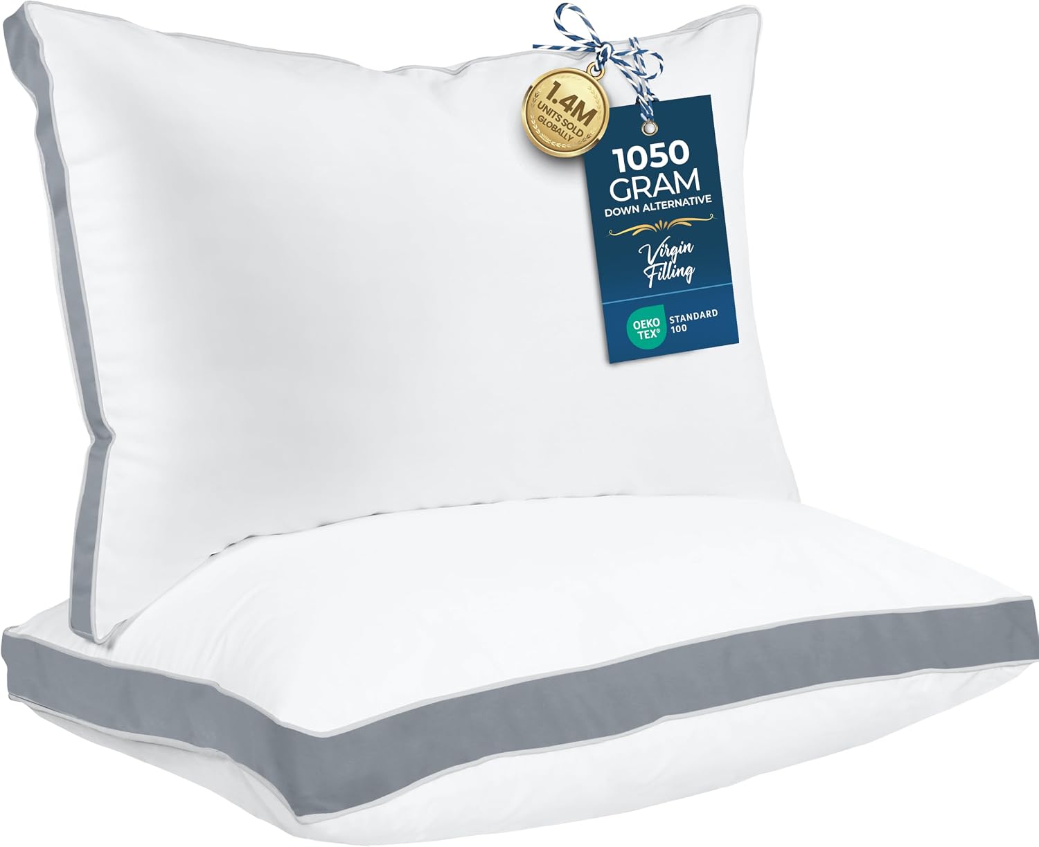 Utopia Bedding Gusset Bed Pillow, Hotel Pillows King Size Set of 2, White