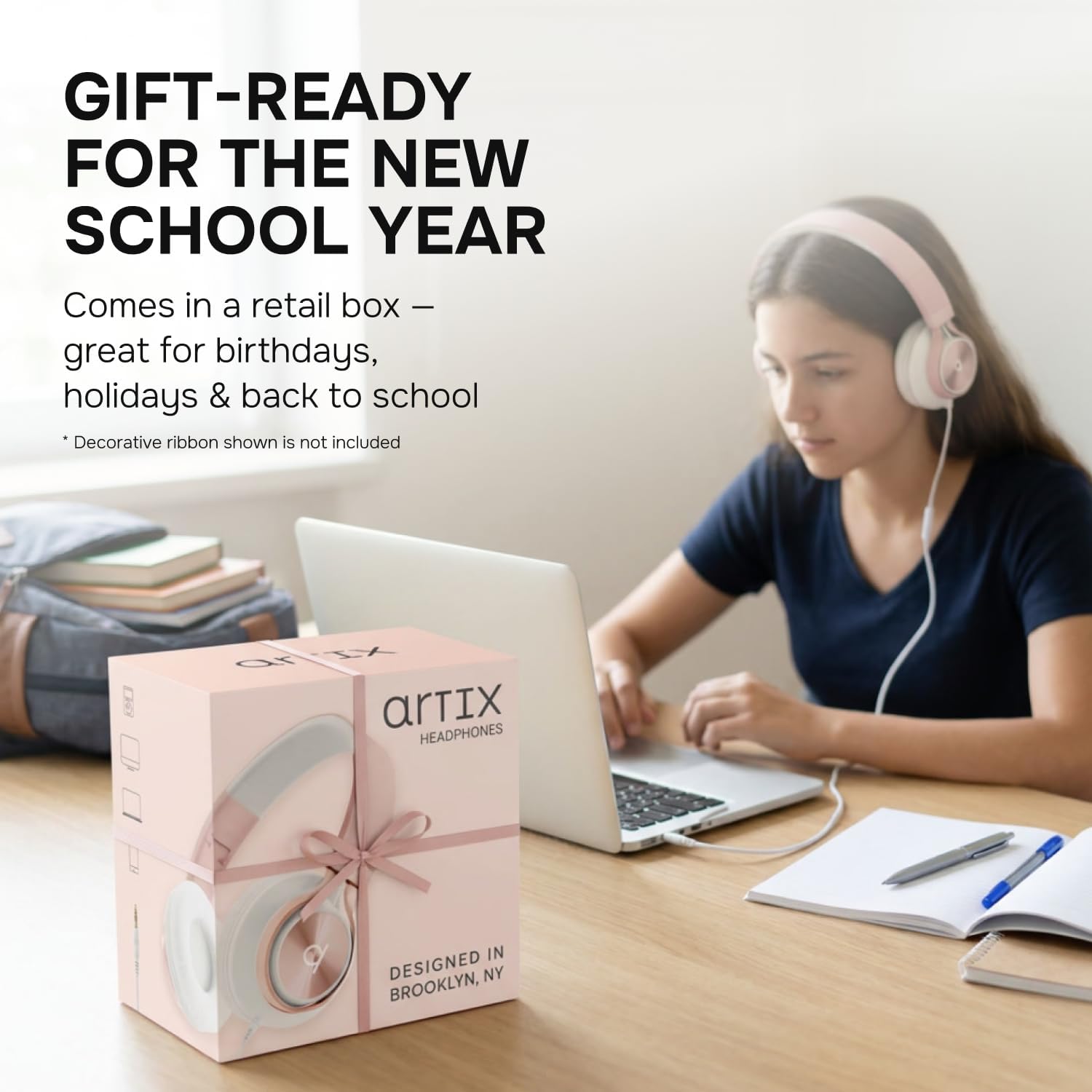 ARTIX Wired Headphones for Classroom & School with Microphone & Volume Control - Adults, Teens & Kids Headphones with Cord