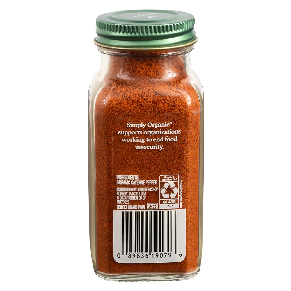Simply Organic Cayenne Pepper, 2.89 Ounce | Pure, Organic Cayenne Peppers, No GMO's, Kosher Certified