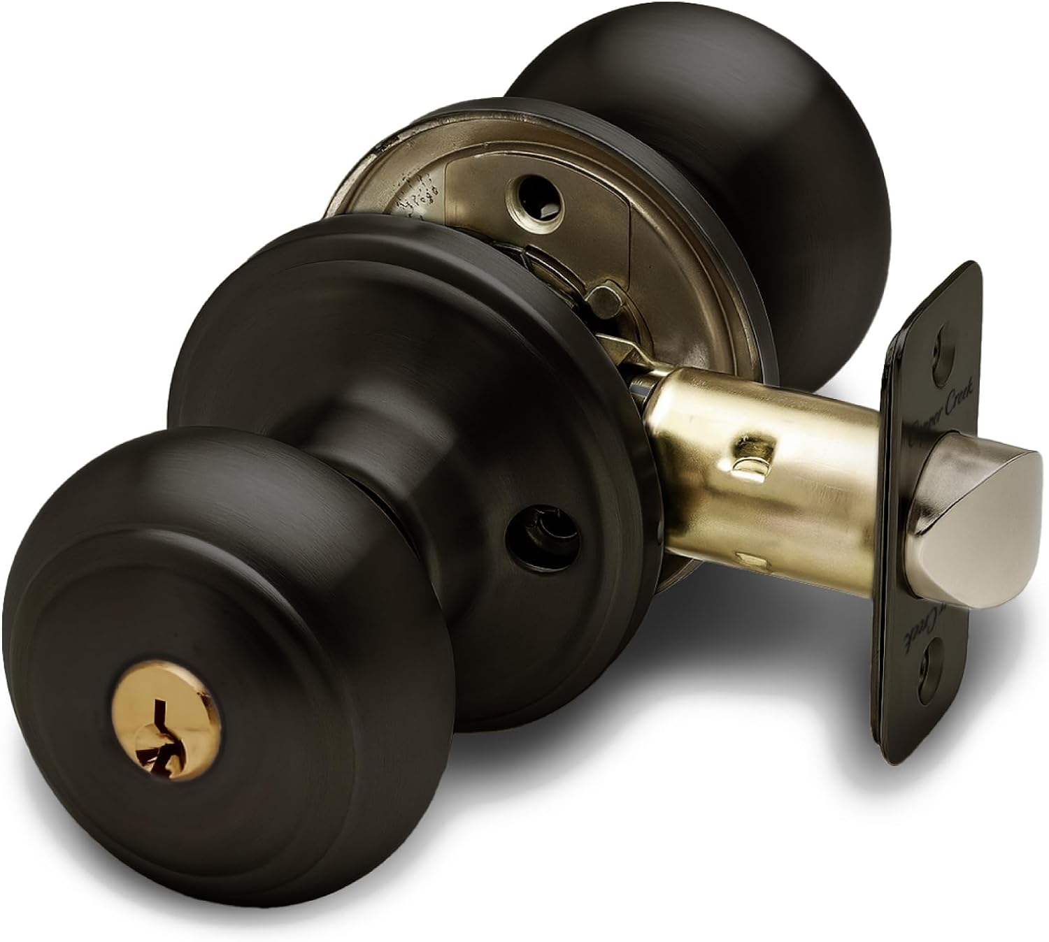 Copper Creek Colonial Privacy Interior Door Knob – ANSI Grade-3 Certified, Modern Heavy Duty Handle, Easy Install and Reversible for Bedroom, Bathroom and Closets – Satin Stainless (1 Pack)