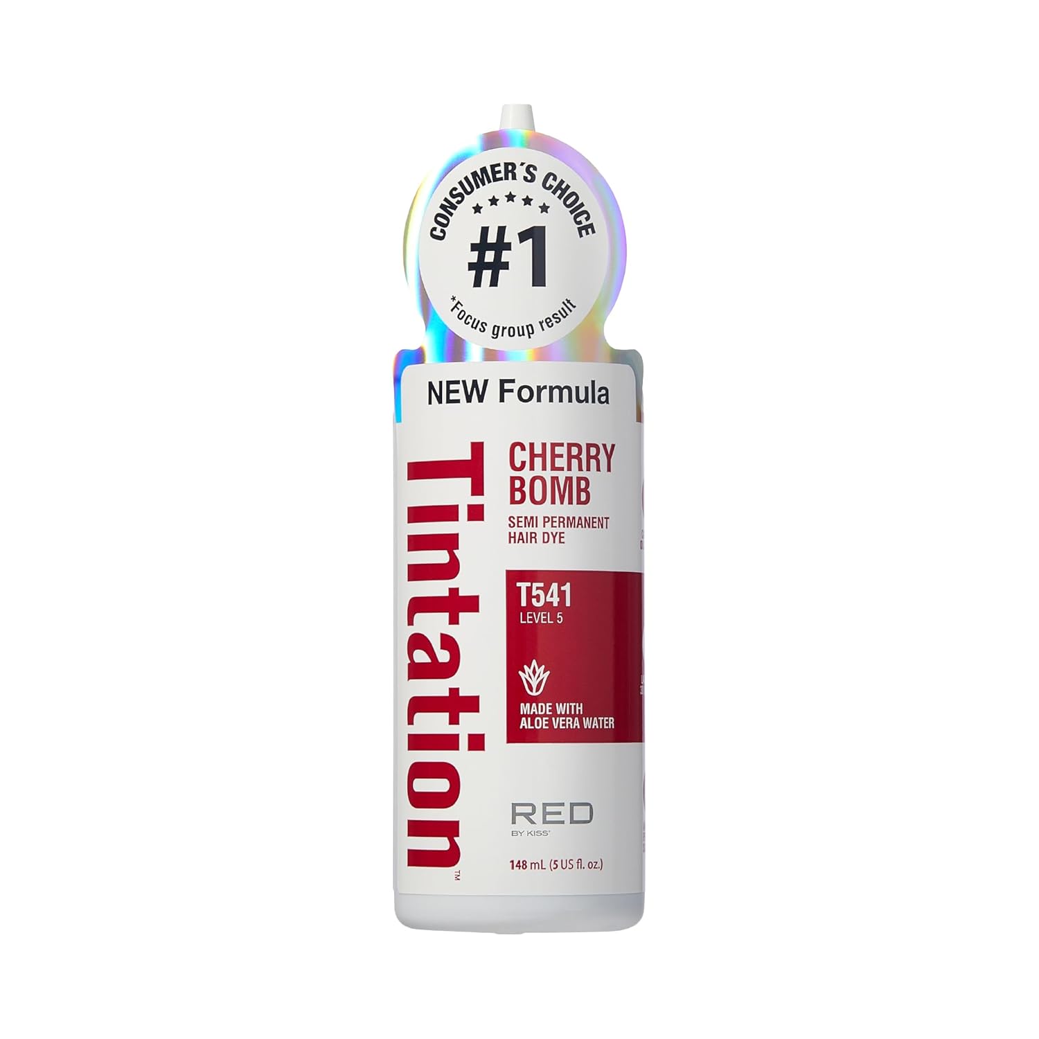 Red by Kiss Tintation Semi-Permanent Hair Color, Aloe Vera Water Based, Argan Oil, Olive Oil, Collagen & Keratin, Long-Lasting Color Dye (Honey Brown, 5 Fl Oz)