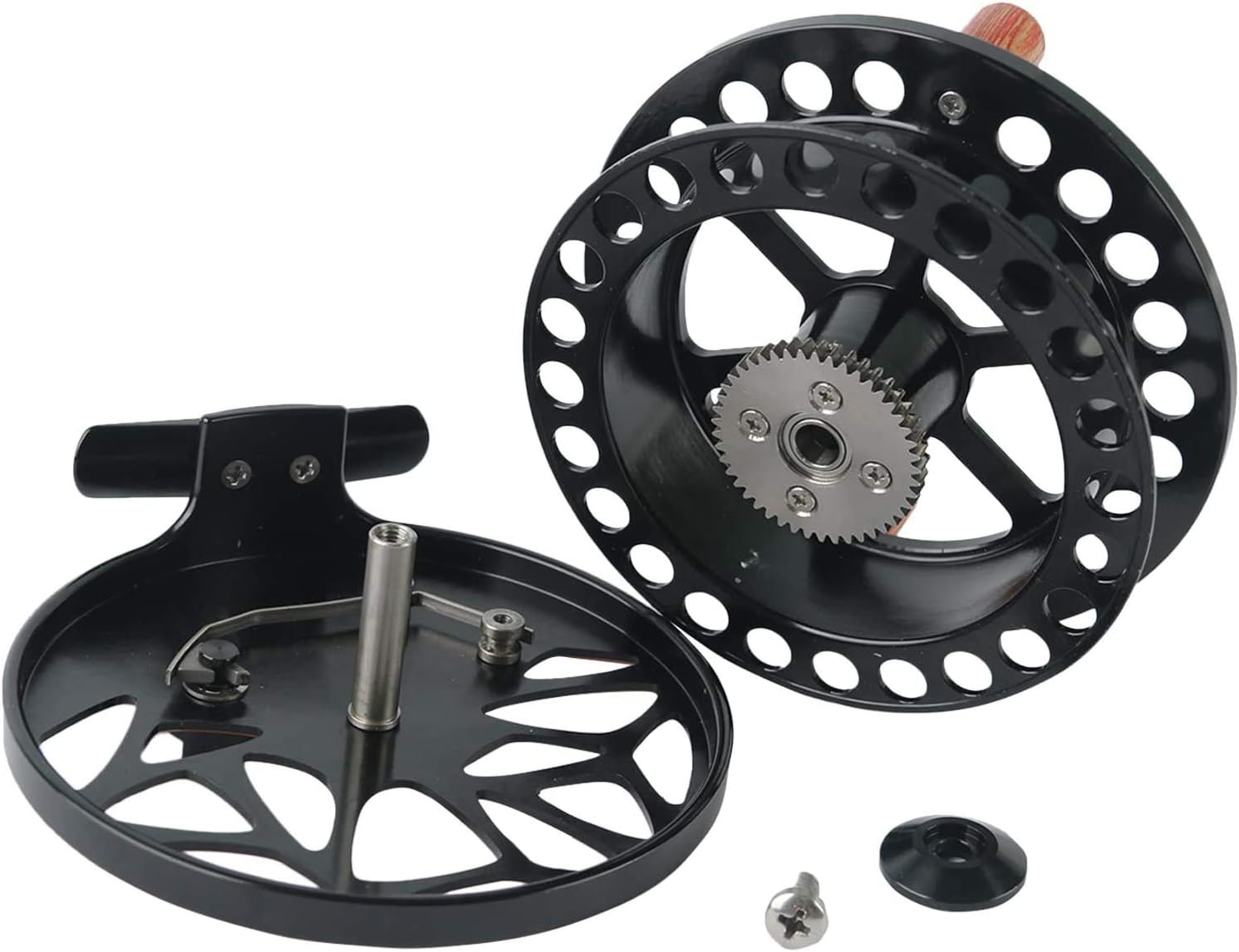 Maxcatch Center Pin Floating Fishing Reel Aluminum CNC Machined Centerpin Reel 4 1/2 INCH 110MM (Black)