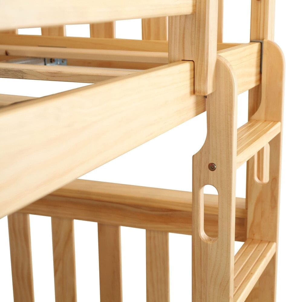 Max & Lily Bunk Bed Twin over Twin, Solid Wood Bunk Bed Frame with Ladder for Kids, 14" Safety Guardrails, Easy Assembly, No Box Spring Needed, White
