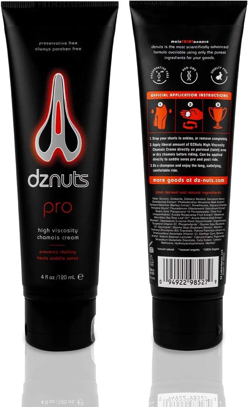 dznuts Men's Pro Chamois Cream, Anti -Chafing Cream for Saddle Sores, Chafing, Rubbing, Inner Thighs Friction for Cyclists, Runners, Triathletes