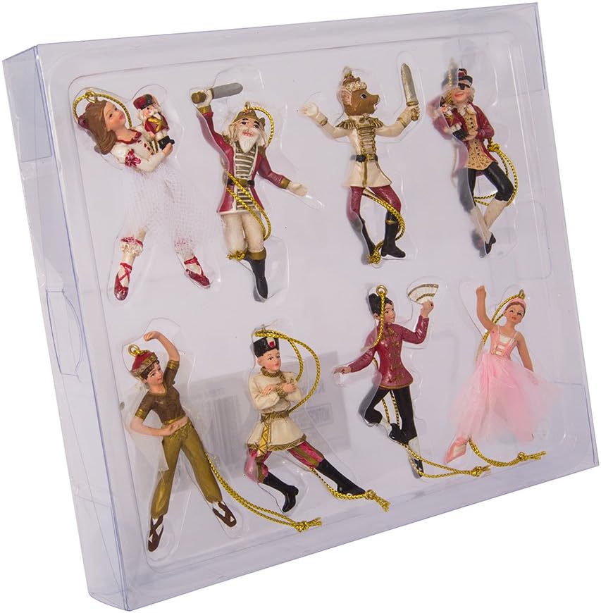 Kurt Adler W20229 2.75" Polyresin Nutcracker Suite Miniature Ornament Set, 8 Pieces