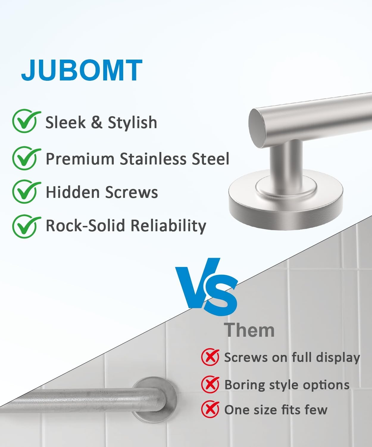 Shower Grab Bar Set, ADA Compliance Brushed Stainless Steel Handicap Grab Bar for Bathtubs and Showers, Modern 3-Pack 18" 24" 36" Shower Safety Bars for Seniors