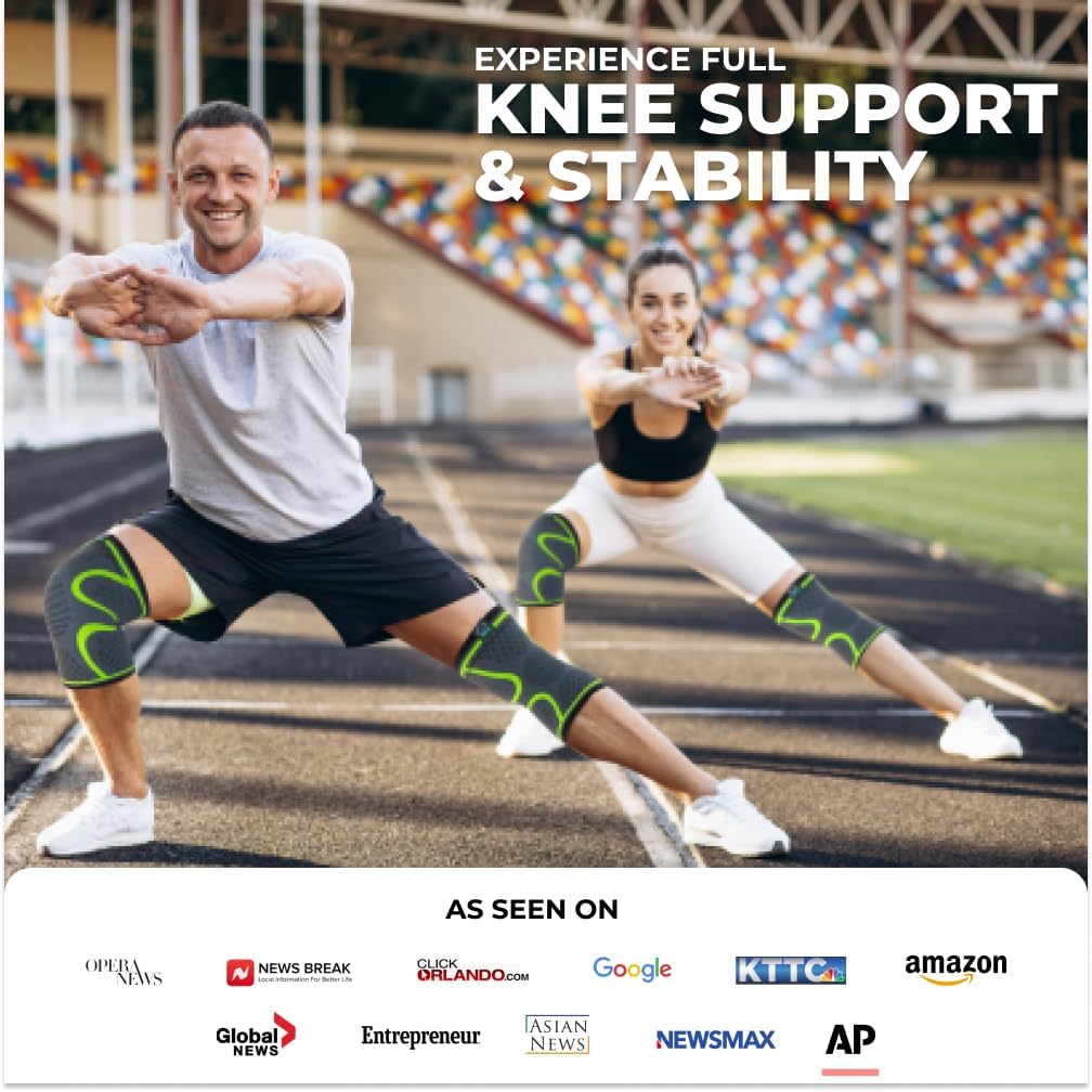 Modvel Compression Knee Brace for Women & Men - 2 Pack Knee Brace for Women Running Knee Pain, Knee Support Compression Sleeve