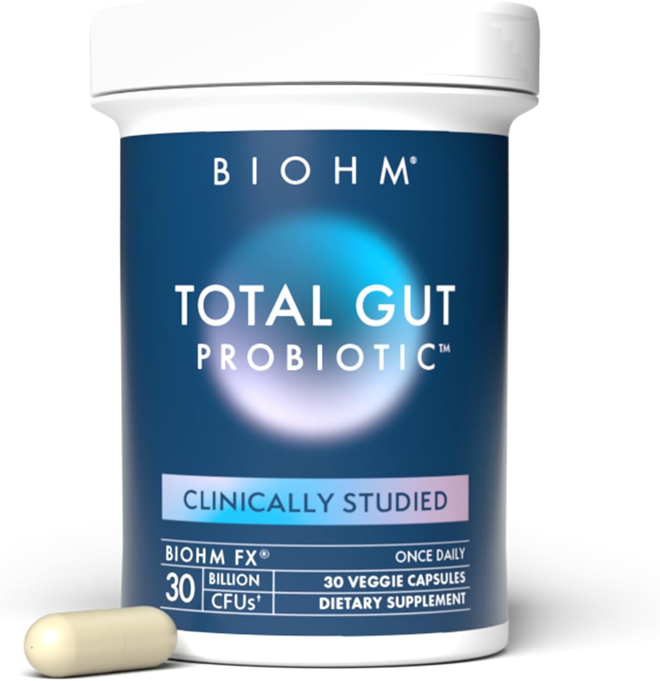BIOHM Total Probiotic, 30 Billion CFU Daily Probiotics for Women & Men (30 Count) Helps Reduce Occasional Gas & Bloating