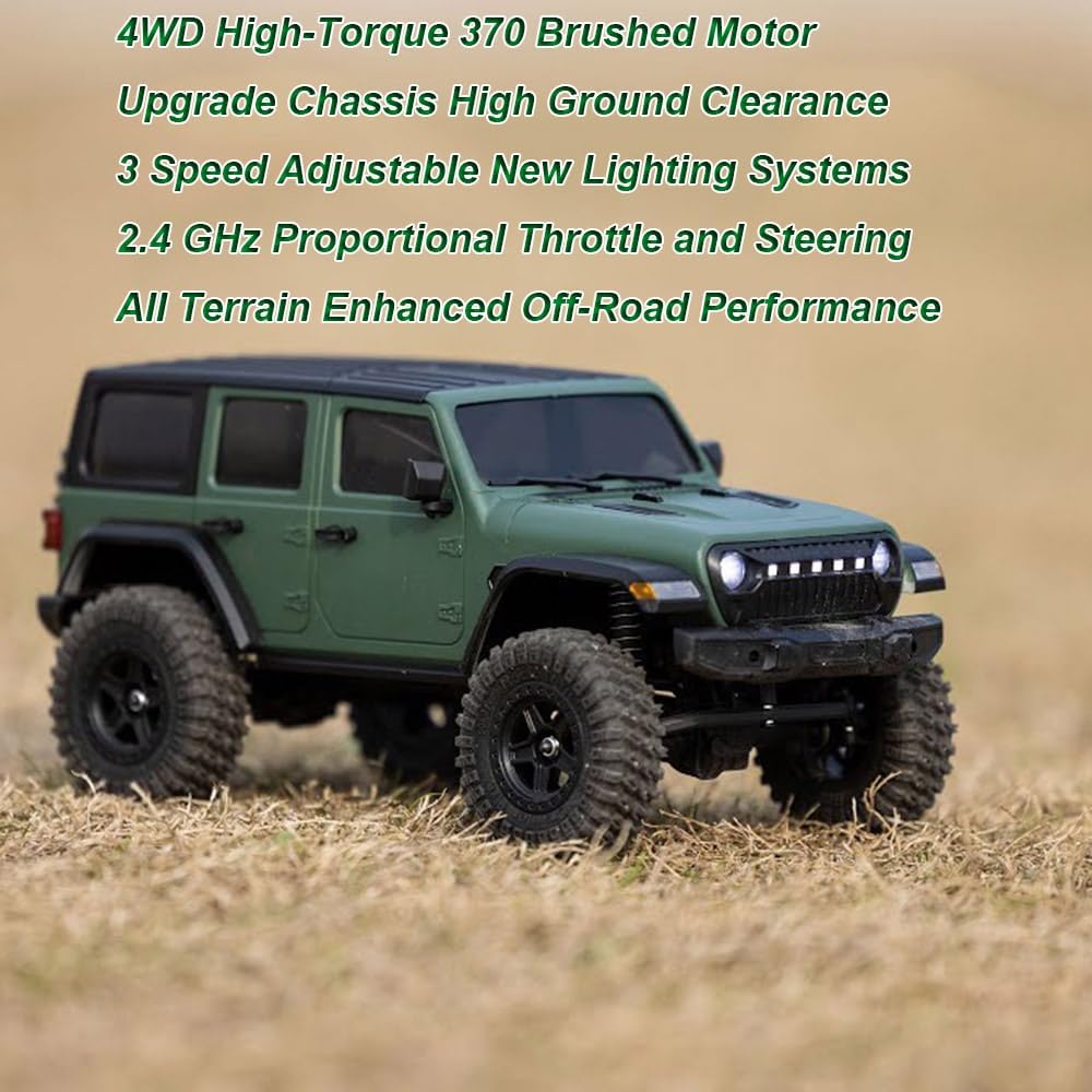 WPLDEWAN 1/18 RC Crawler RC Jeep Remote Control Truck Off Road | RC Rock Crawler 4x4 RTR All Terrain 370 Brushed Motor 2.4GHz Full Proportional 3