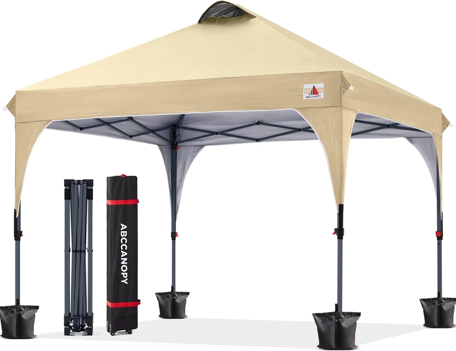 ABCCANOPY Outdoor Pop up Canopy Tent, 10x10 Instant Portable Canopy for Camping, Beach, Backyard,Gray | Water resistant & UV protection canopy, easy setup, with carry bag, ideal for camping, beach, backyard, market events
